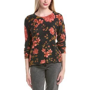 Cece Womens  Printed Floral Wool-Blend Sweater, Black